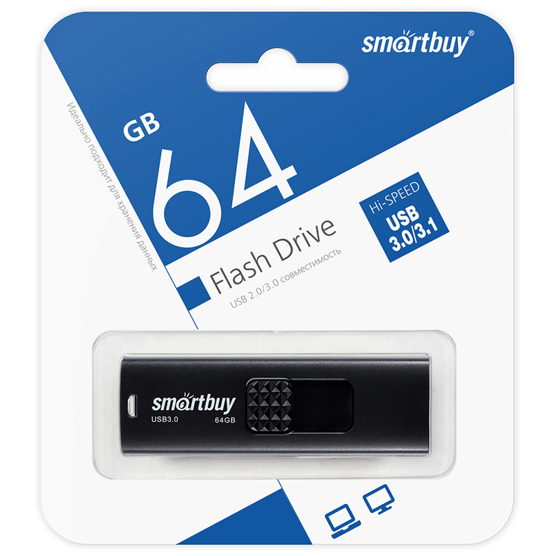 Память Smart Buy "Fashion" 64GB, USB 3.0 Flash Drive, черный - фото 3