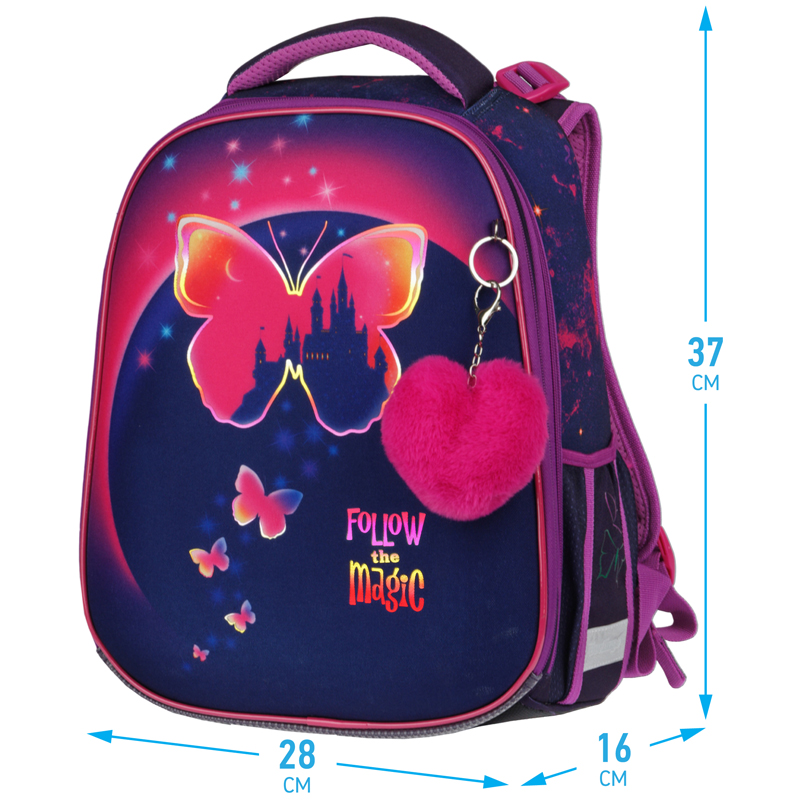Ранец Berlingo Expert Max "Magic butterfly" 37*28*16см, 2 отделения, анатомическая спинка, дождевик в комплекте - фото 2
