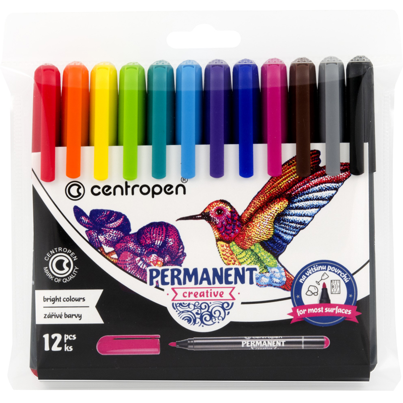Набор маркеров для декорирования Centropen "Creative 2896" 12цв., перманентные, пулевидные, 2мм, европодвес - фото 1