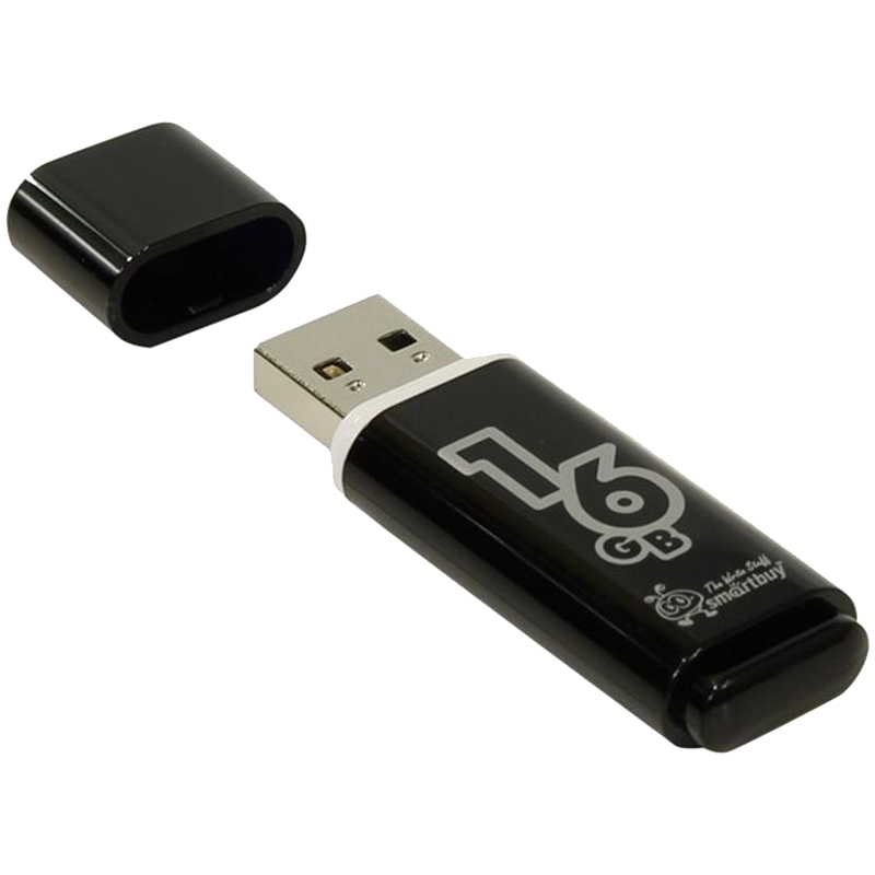 Флеш-память Smartbuy Glossy, 16Gb, USB 2.0, чер, SB16GBGS-K - фото 1