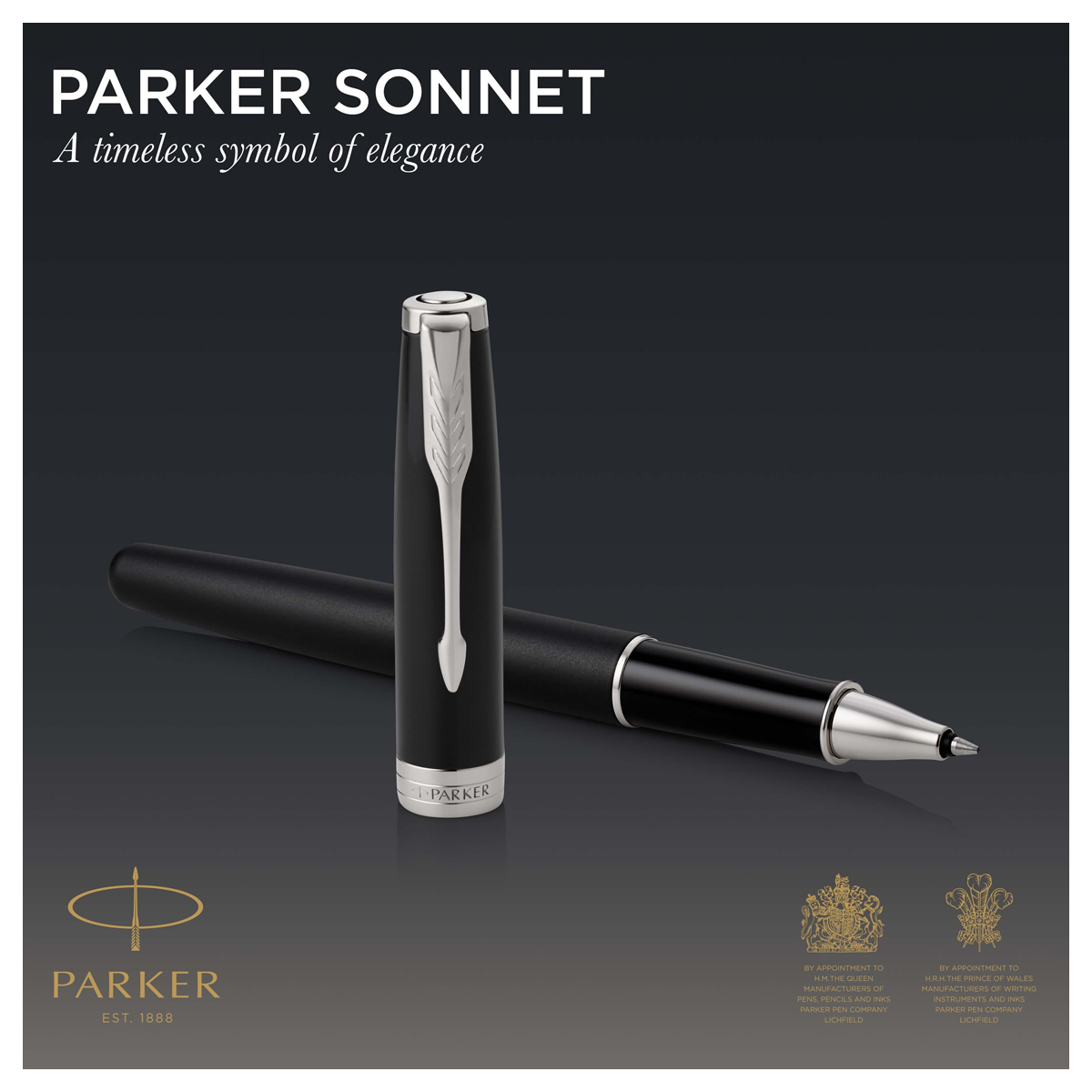 Ручка-роллер Parker "Sonnet Matte Black CT" черная, 0,8мм, подарочная упаковка - фото 2