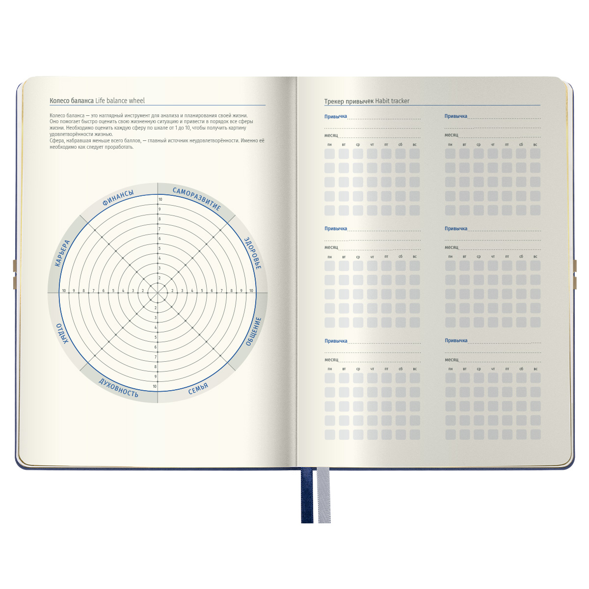 Ежедневник недатированный, А5, 136л., кожзам, Berlingo "Casual Gold", с резинкой, синий, золотой срез - фото 3