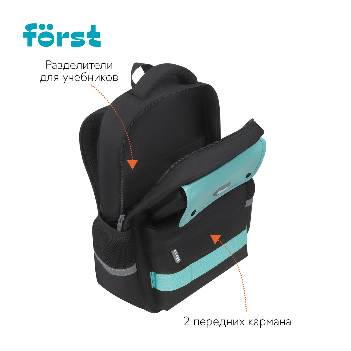 Рюкзак F?rst F-Color "Mint" 39,5*28,5*14см, 1 отделение, 4 кармана, уплотненная спинка - фото 7