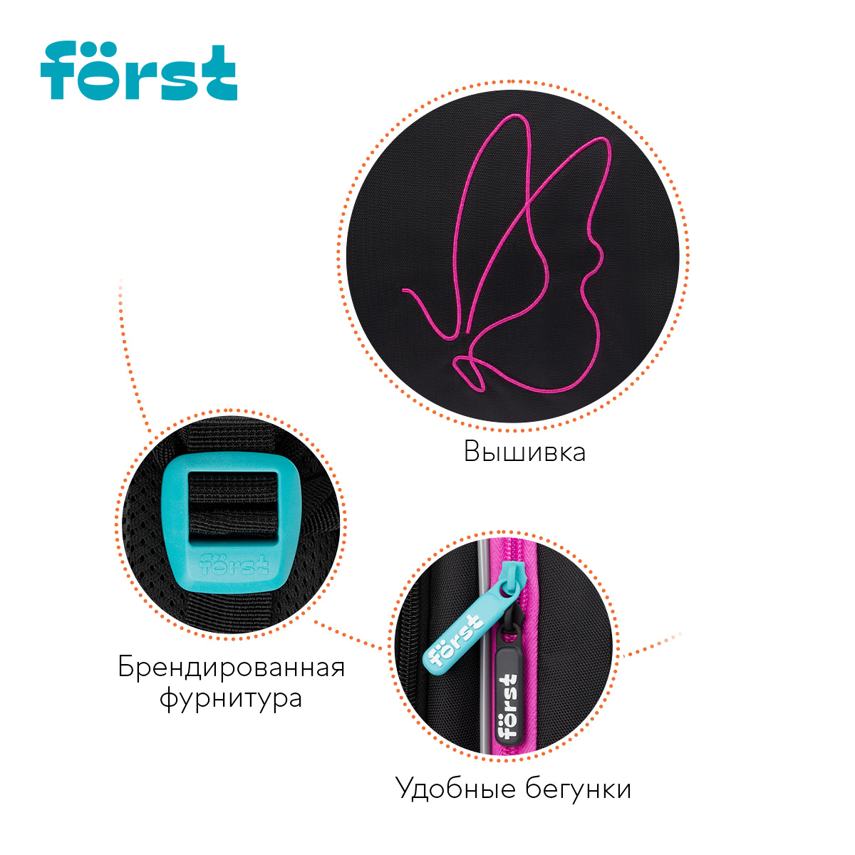 Рюкзак F?rst F-Cloud "Butterfly Harmony" 37*28,5*16,5см, 3 отделения, 3 кармана, анатомическая спинка - фото 6