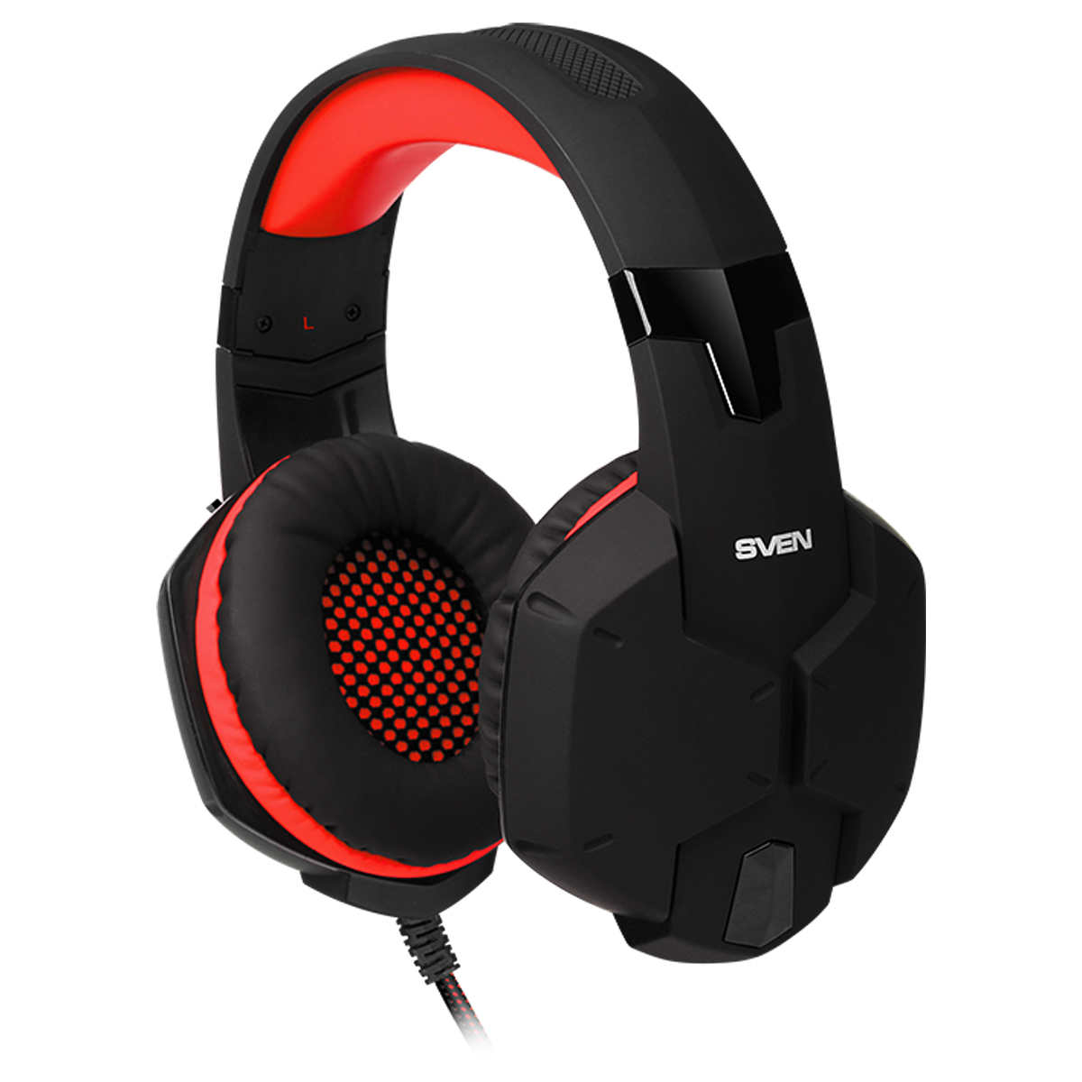 Наушники с микрофоном Sven AP-G988MV (с регулятором громкости), 2,2м, красный, черный - фото 3