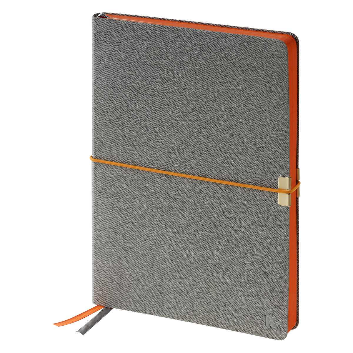 Ежедневник недатированный, А5, 136л., кожзам, Berlingo "Casual", с резинкой, светло-серый, оранжевый срез - фото 1