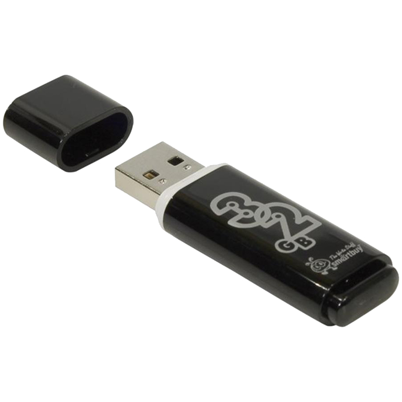 Флеш-память Smartbuy Glossy, 32Gb, USB 2.0, чер, SB32GBGS-K - фото 1
