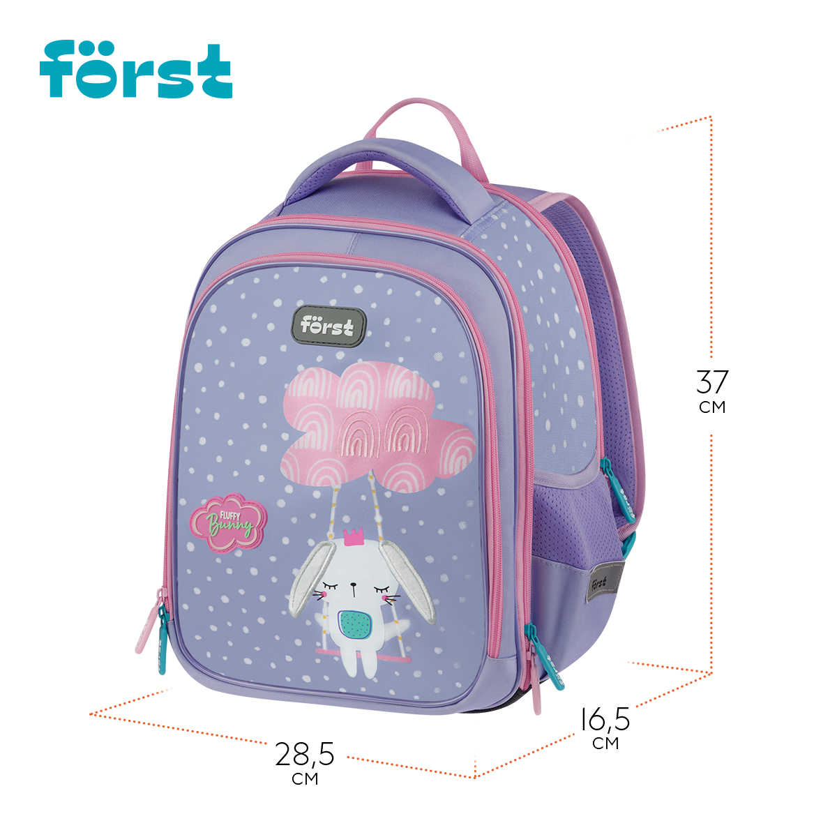 Рюкзак F?rst F-Cloud "Fluffy Bunny" 37*28,5*16,5см, 3 отделения, 3 кармана, анатомическая спинка - фото 9