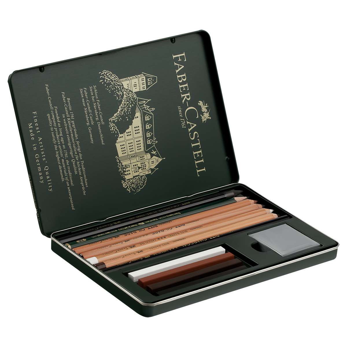 Набор художественных изделий Faber-Castell "Pitt Monochrome", 12 предметов, метал. коробка - фото 4
