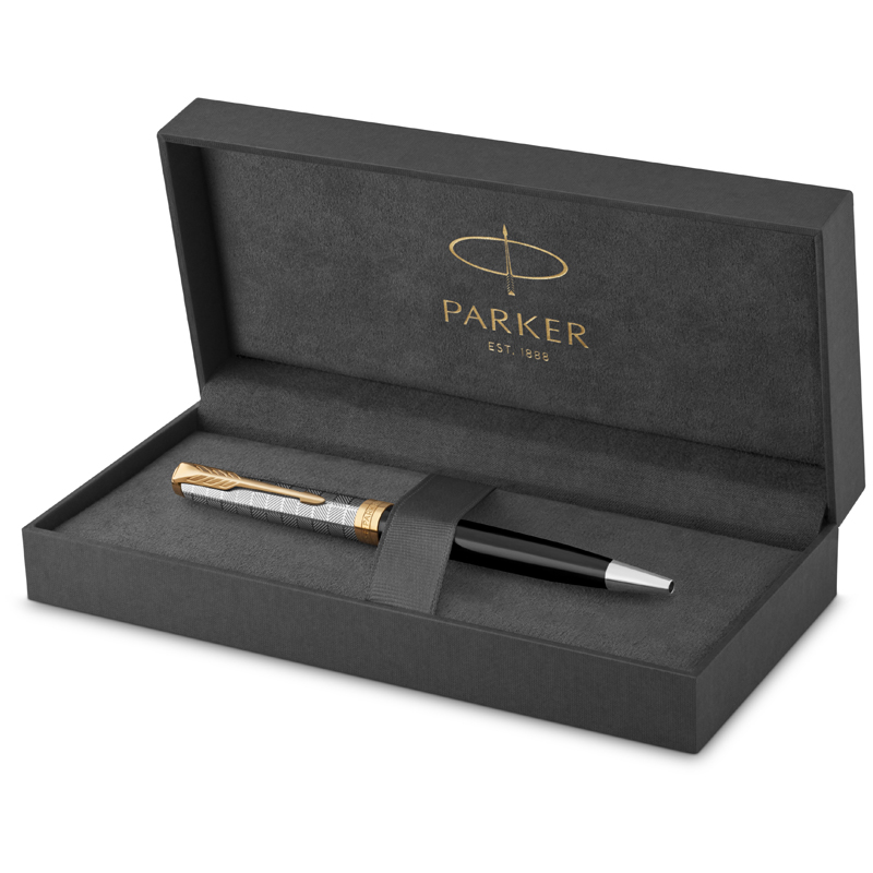 Ручка шариковая Parker "Sonnet Premium Metal&Black GT" черная, 1,0мм, поворот., подарочная упаковка - фото 3
