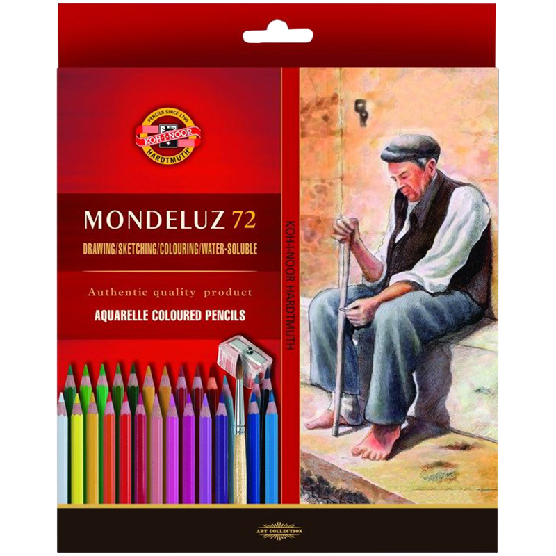 Карандаши акварельные Koh-I-Noor "Mondeluz Old Man", 72цв., заточен., кисть+точилка, картон, европодвес - фото 1