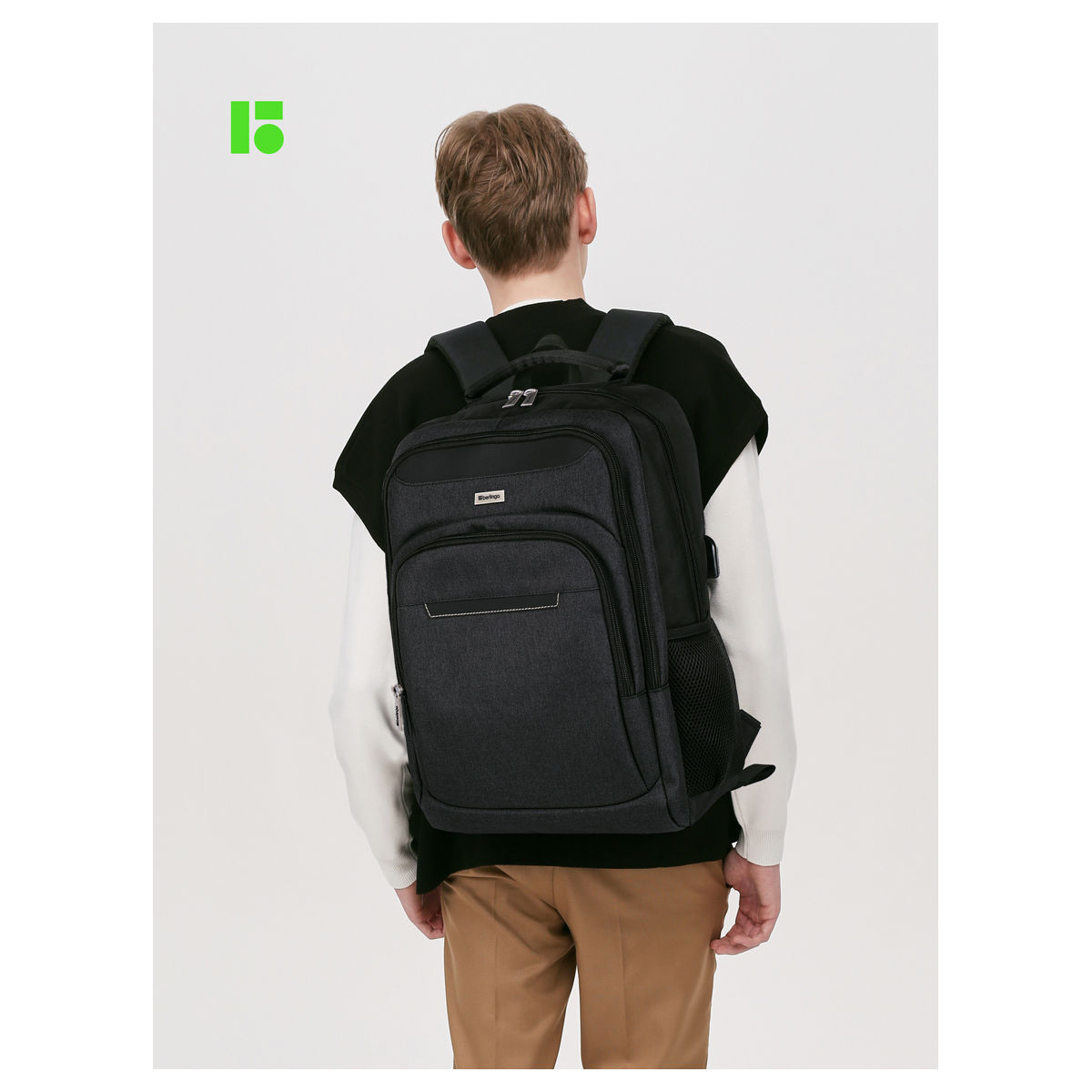 Рюкзак Berlingo City "Strict black" 42*29*17см, 2 отделения, 3 кармана, отделение для ноутбука, эргономическая спинка - фото 8