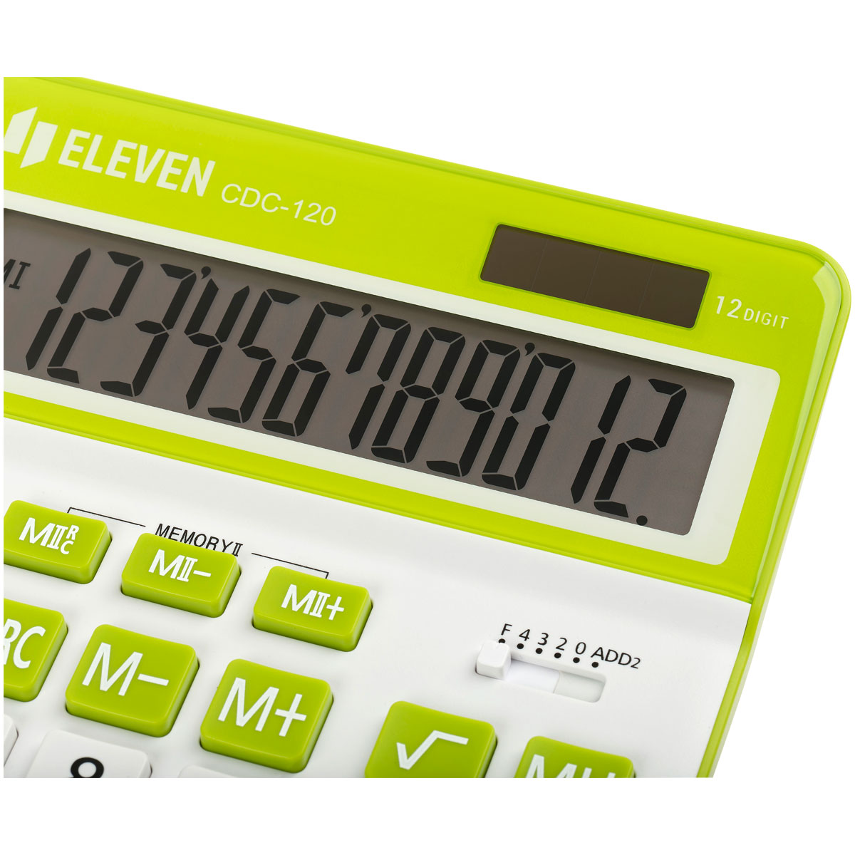 Калькулятор настольный Eleven CDC-120-WH/GN, 12 разрядов, двойное питание, 155*206*38мм, белый/салатовый - фото 4