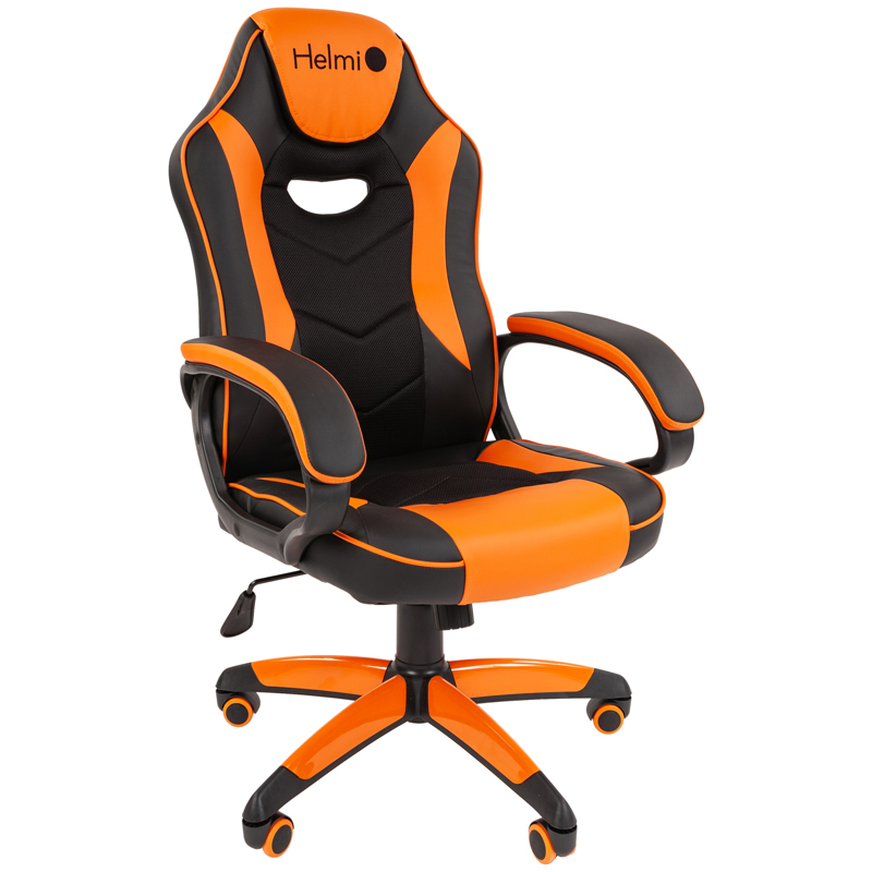 Кресло игровое Helmi HL-S16 "Pilot", экокожа, черная/оранжевая, механизм качания - фото 1