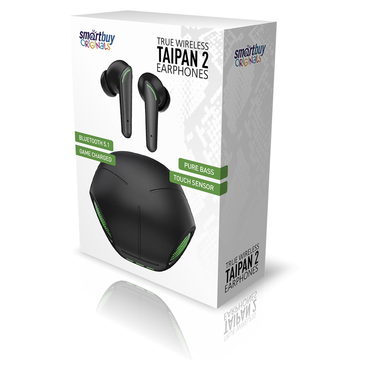 Наушники с микрофоном беспроводные Smartbuy Taipan 2, Bluetooth 5.0, TWS, сенс. упр., разъем Type-C, черный - фото 6
