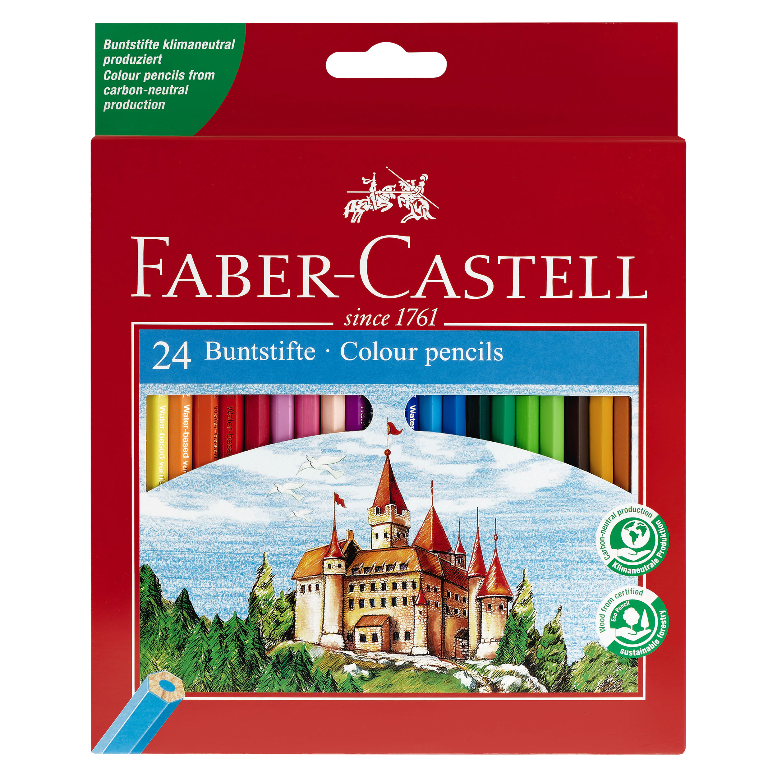 Карандаши цветные Faber-Castell "Замок", 24цв., шестигр., заточ., картон, европодвес - фото 1