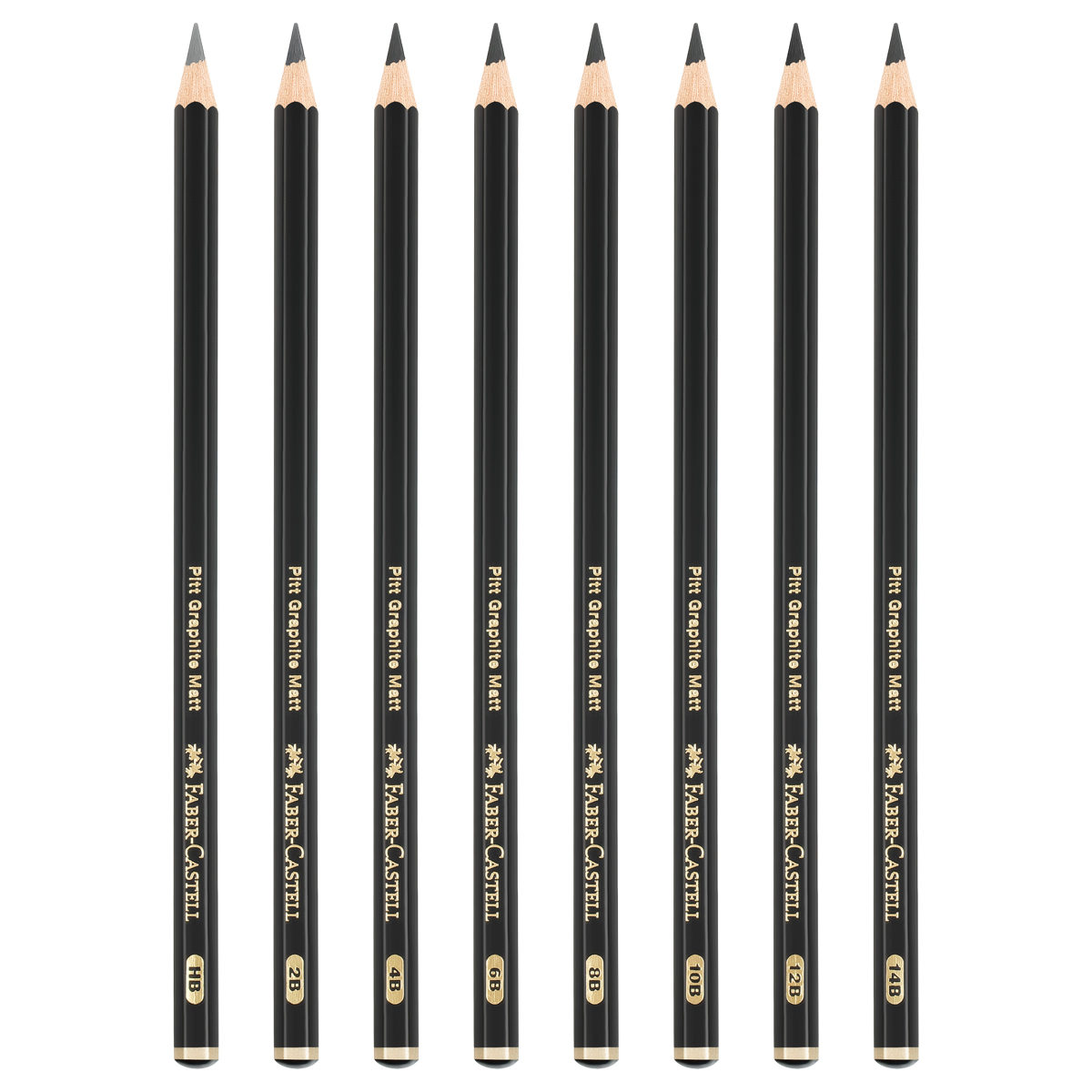 Набор карандашей ч/г матовых Faber-Castell "Pitt Graphite Matt" HB, 2B, 4B, 6B, 8B, 10B, 12B, 14B, заточ, ластик, метал.точилка, растушевка, метал.кор - фото 3