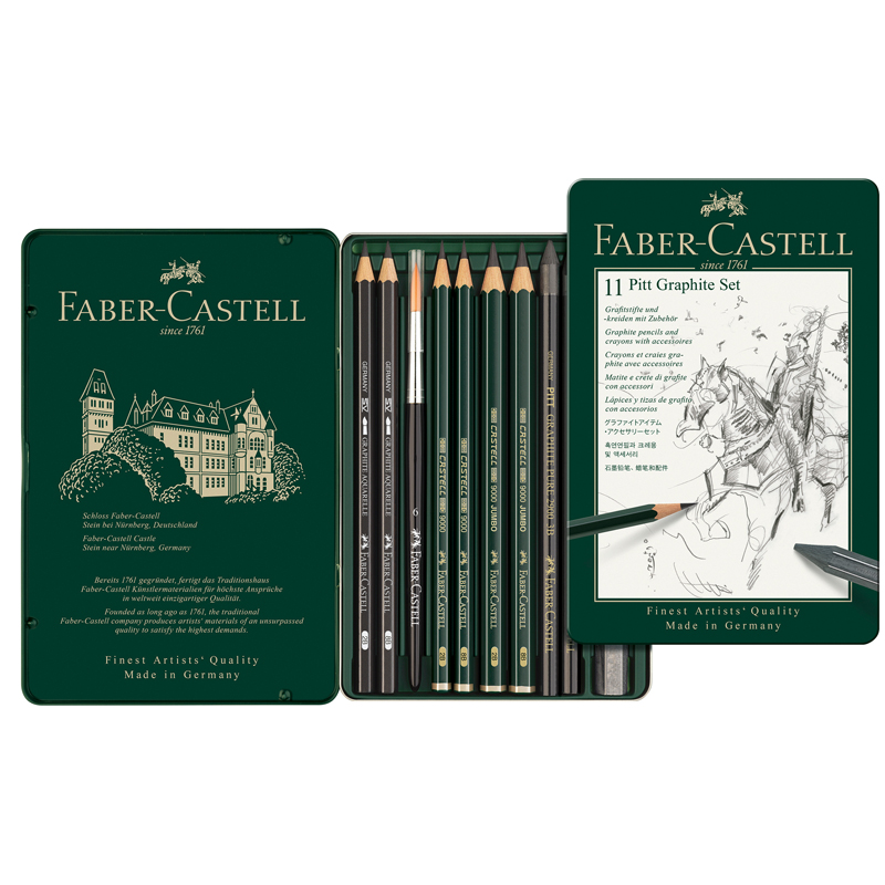 Набор карандашей ч/г Faber-Castell "Pitt Graphite", 11 предметов, заточен., метал. кор. - фото 4
