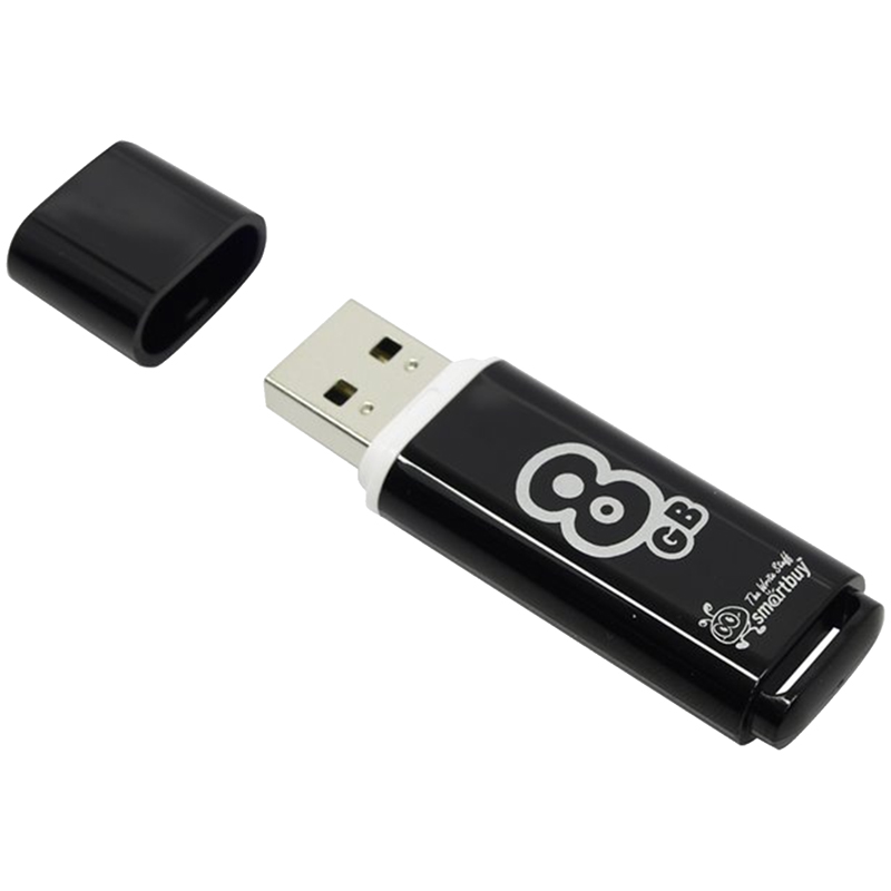 Флеш-память Smartbuy Glossy, 8Gb, USB 2.0, чер, SB8GBGS-K - фото 1