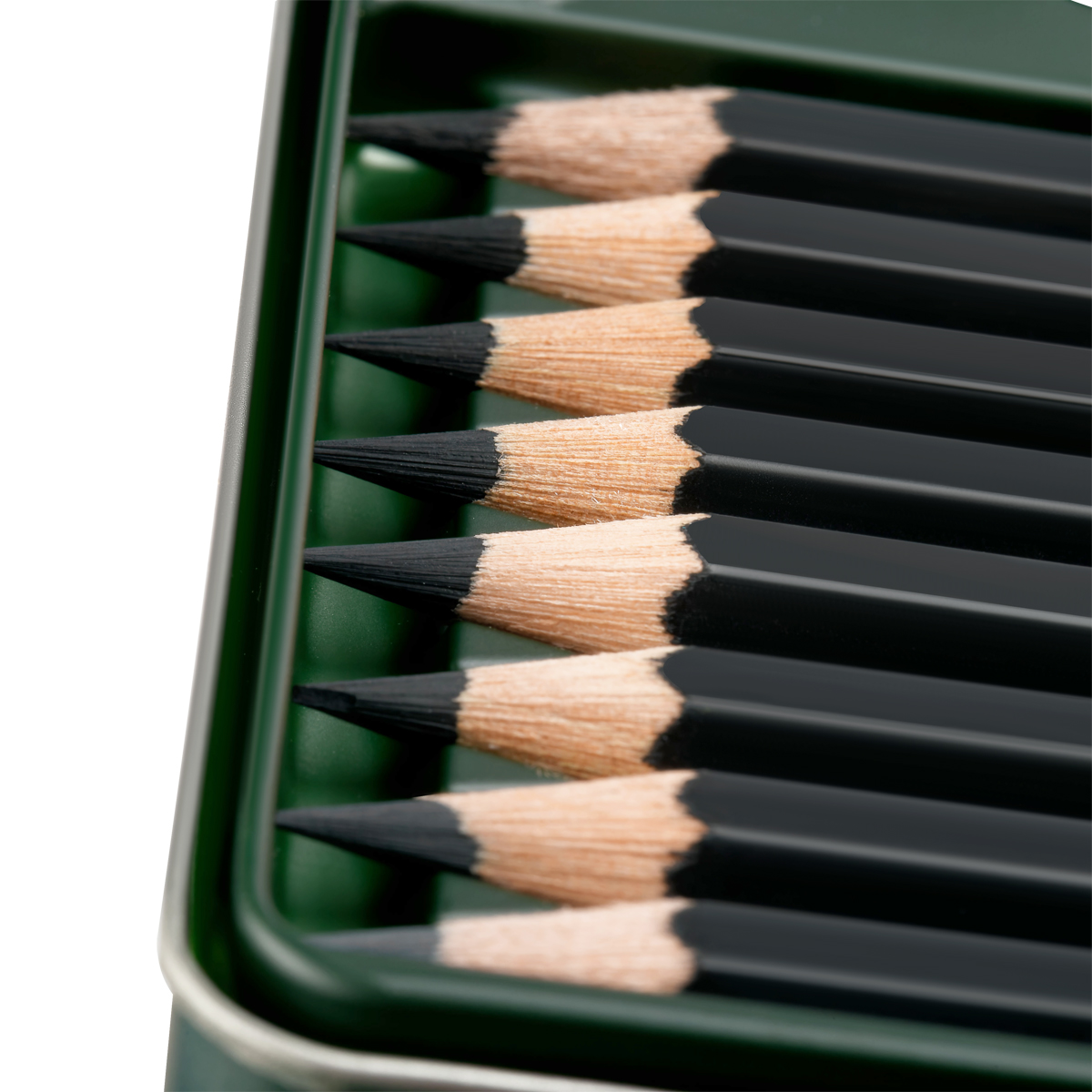 Набор карандашей ч/г матовых Faber-Castell "Pitt Graphite Matt" HB, 2B, 4B, 6B, 8B, 10B, 12B, 14B, заточ, ластик, метал.точилка, растушевка, метал.кор - фото 4