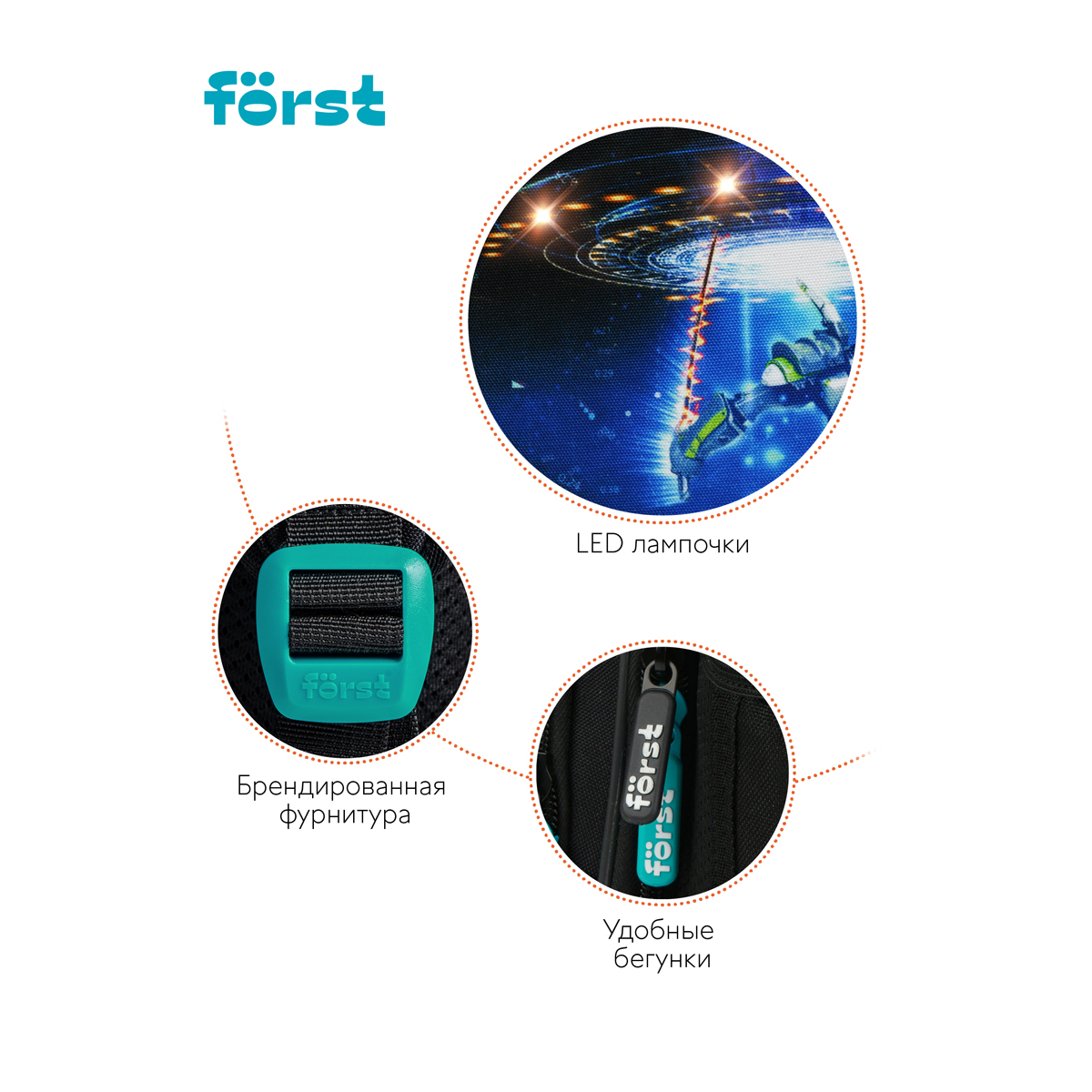 Ранец F?rst F-LIGHT "Neo future" 37*28*16см, 2 отделения, 2 кармана, анатомическая спинка - фото 9
