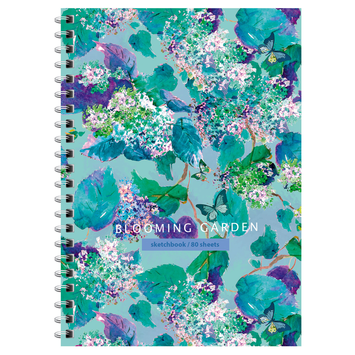 Скетчбук 80л., А5 BG "Цветение", на гребне, матовая ламинация, выб. лак, 120г/м2 - фото 1