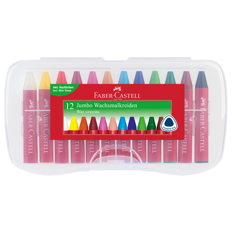 Мелки восковые утолщенные Faber-Castell "Jumbo", 12цв., трехгранные, пластиковая упаковка - фото 1