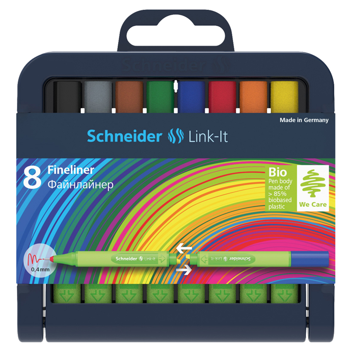 Набор капиллярных ручек Schneider "Link-It" 08цв., 0,4мм, европодвес - фото 1