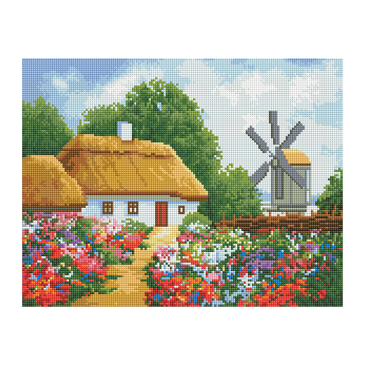 Алмазная мозаика ТРИ СОВЫ "Хутор", 30*40см, холст, картонная коробка с пластиковой ручкой - фото 1