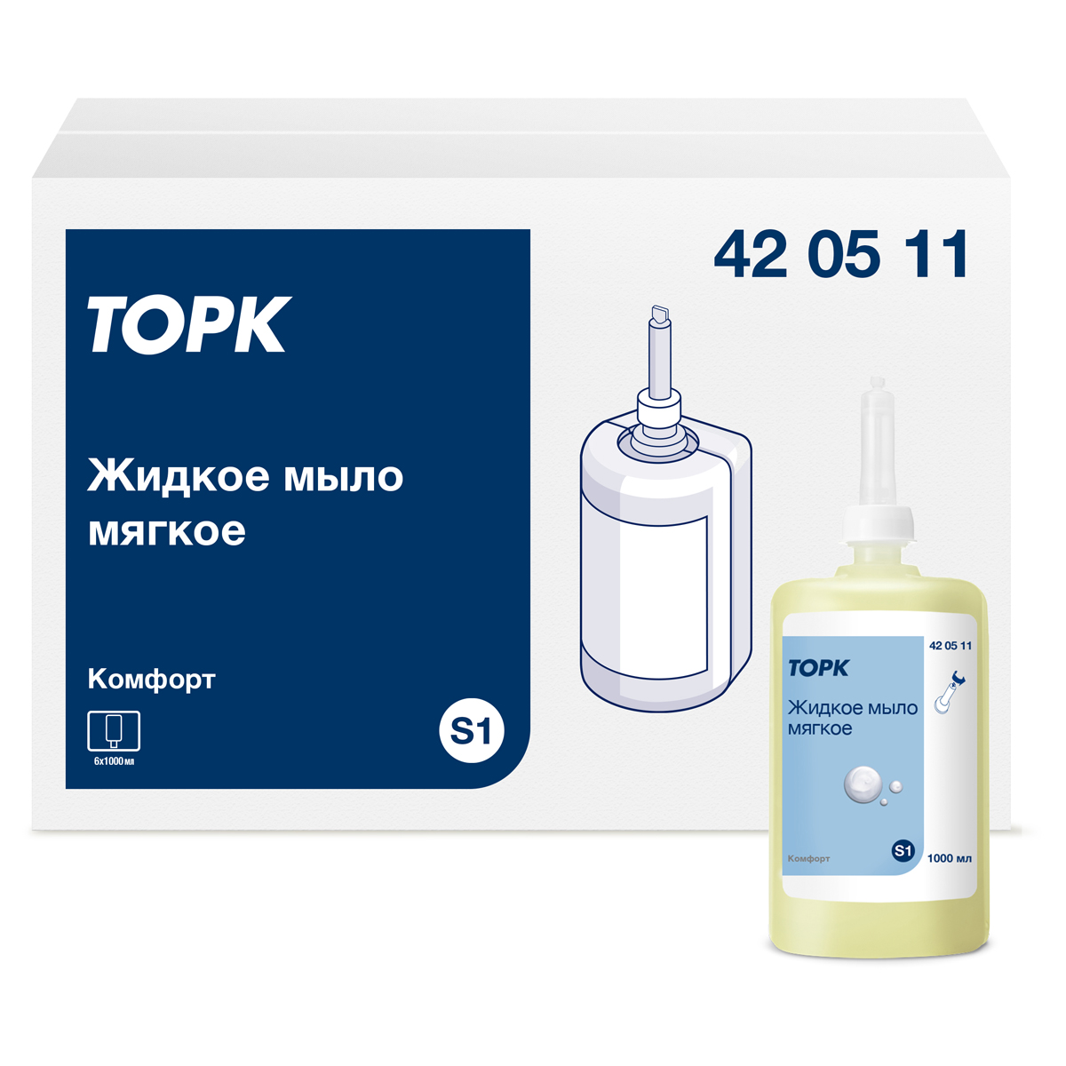 Картридж с жидким мылом Торк "Advanced"(S1), (для кода 128245, 221680, 217706), 1л, мягкое - фото 1