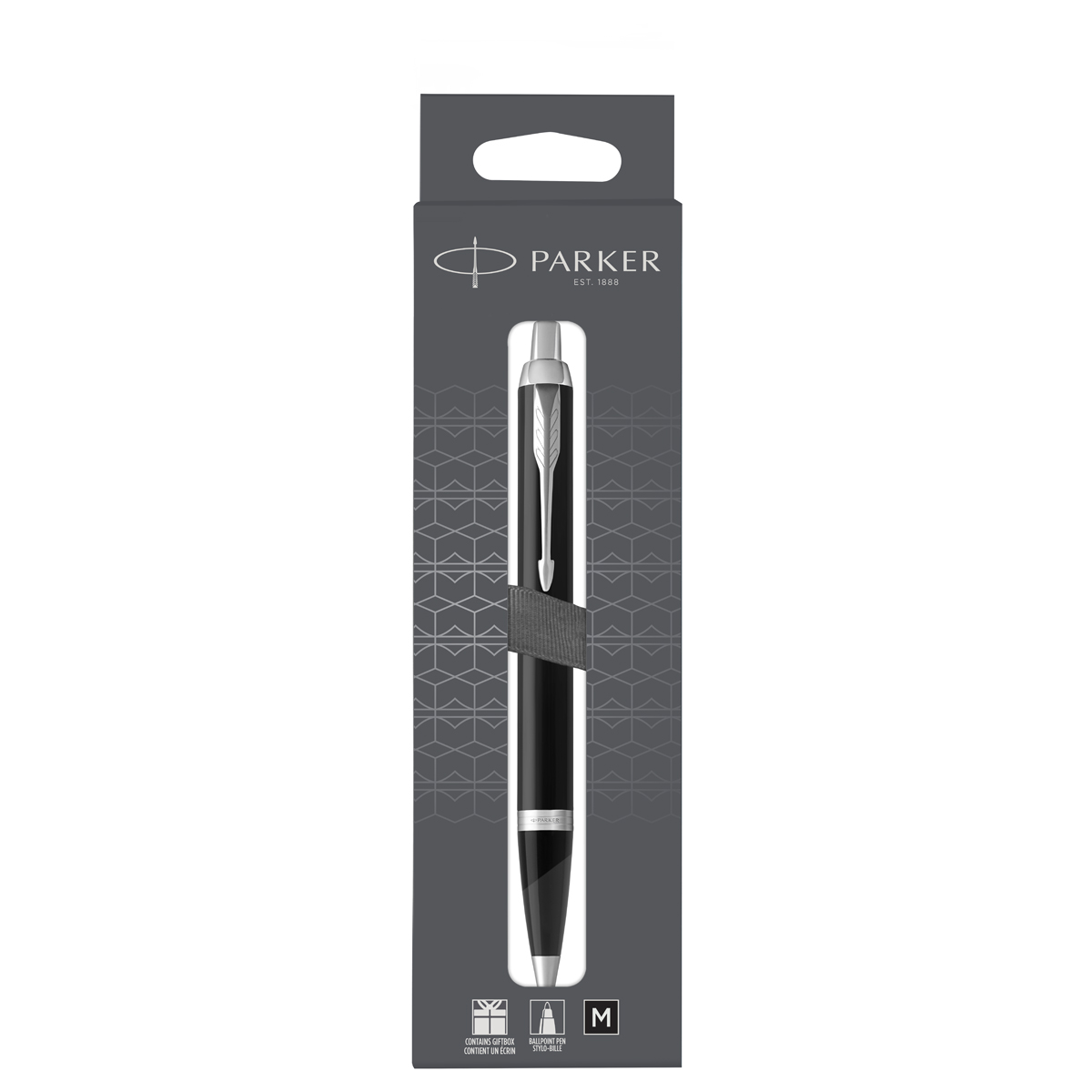 Ручка шариковая Parker "IM Matte Black CT" черная, 1,0мм, кнопочн., подарочная упаковка с европодвесом - фото 1
