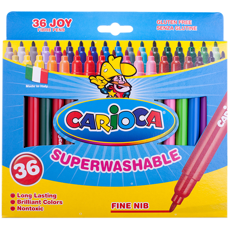Фломастеры Carioca "Joy", 36цв., смываемые, картон, европодвес - фото 2