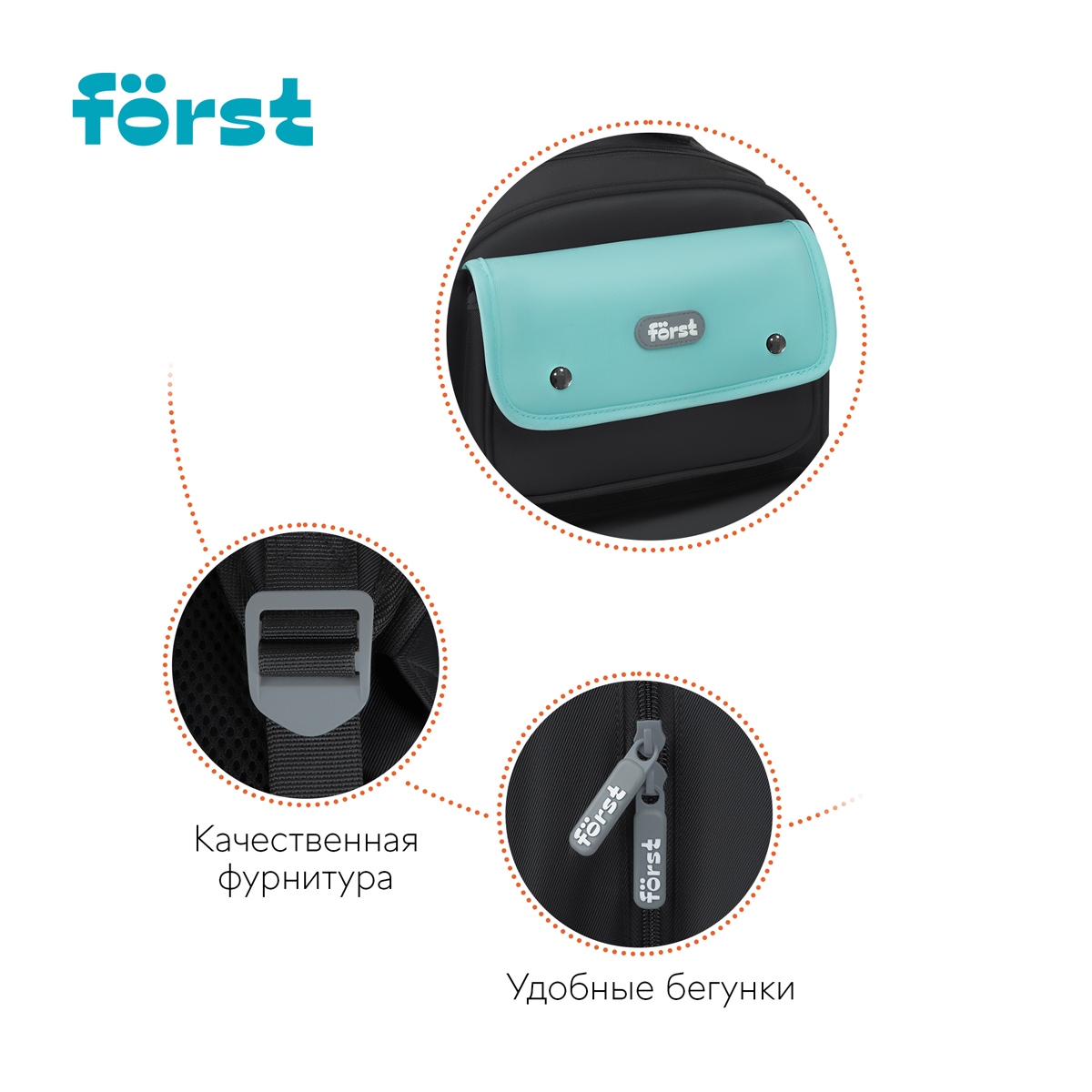Рюкзак F?rst F-Color "Mint" 39,5*28,5*14см, 1 отделение, 4 кармана, уплотненная спинка - фото 9