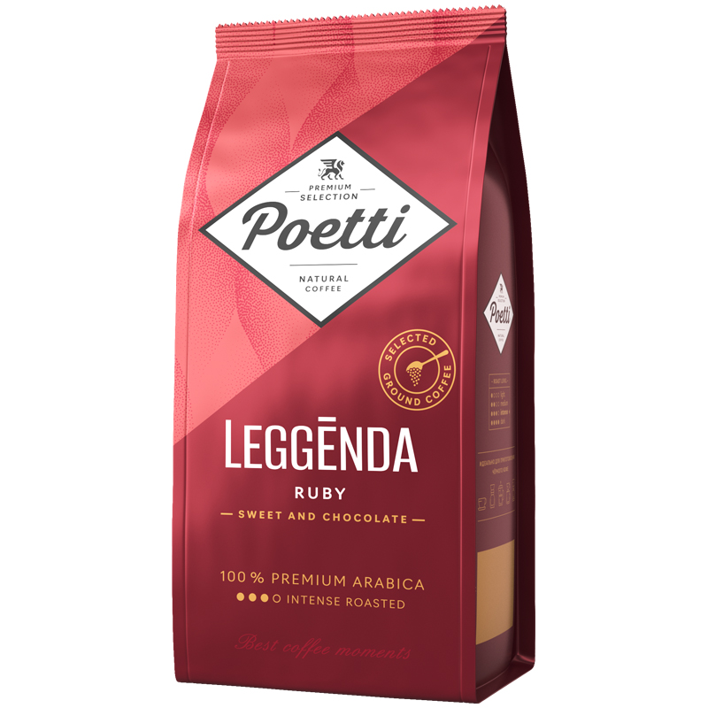 Кофе молотый Poetti "Leggenda Ruby", вакуумный пакет, 250г - фото 1