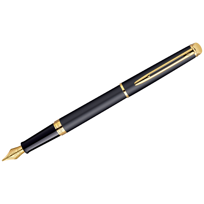 Ручка перьевая Waterman "Hemisphere Matt Black GT" синяя, 0,8мм, подарочная упаковка - фото 1