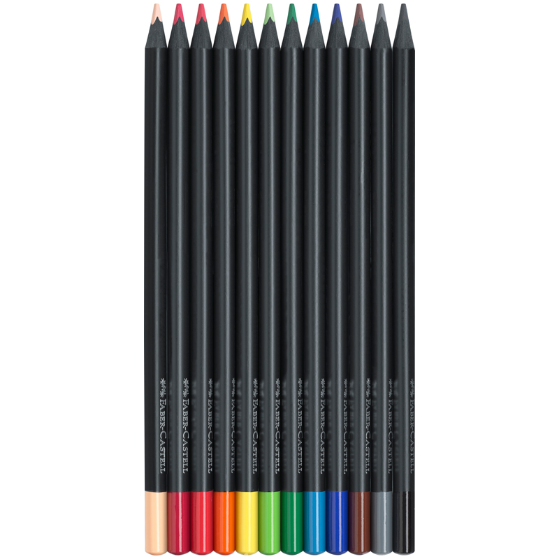 Карандаши цветные Faber-Castell "Black Edition", 12цв., трехгран., черное дерево, заточен., картон. - фото 2