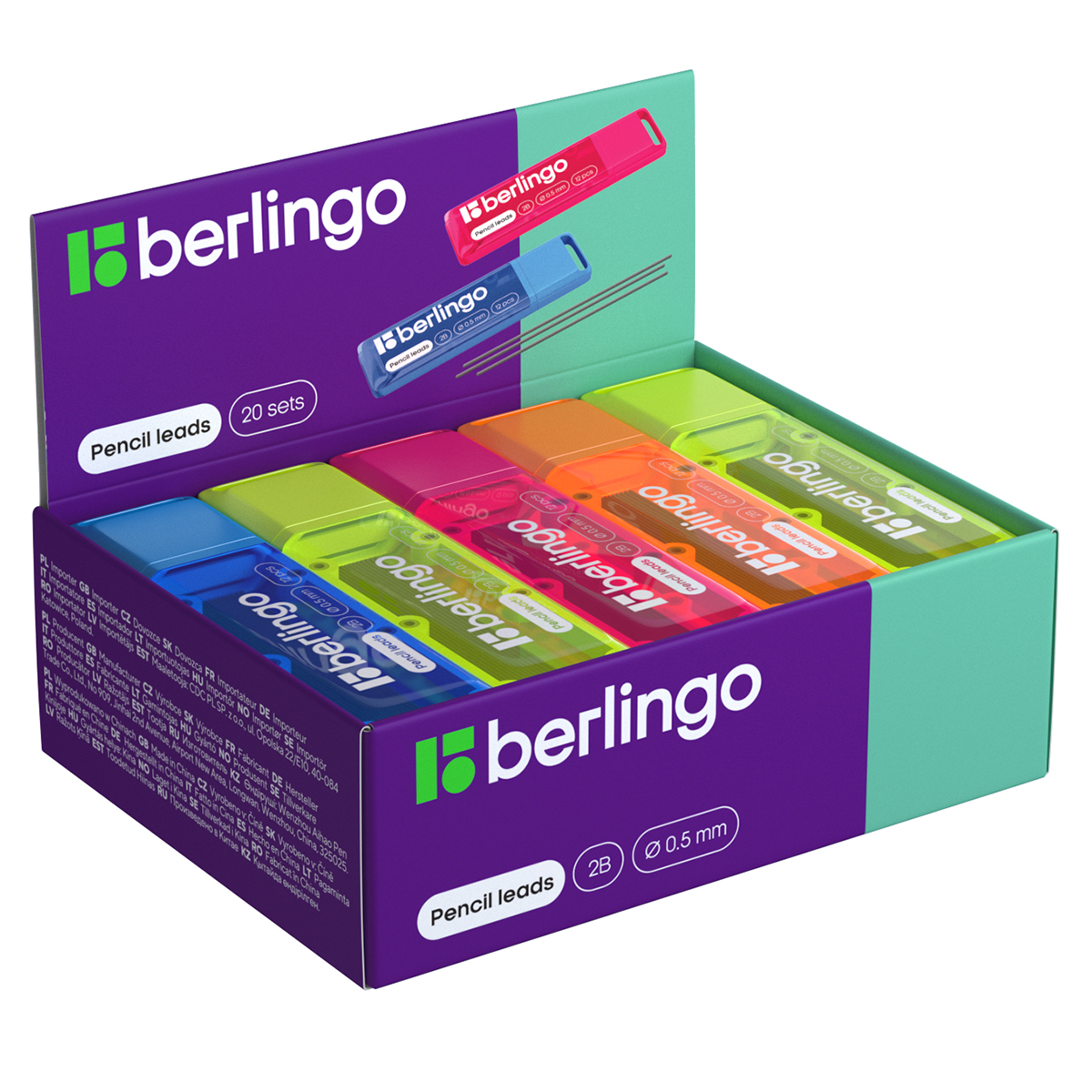 Грифели для механических карандашей Berlingo, 12шт., 0,5мм, 2B - фото 6