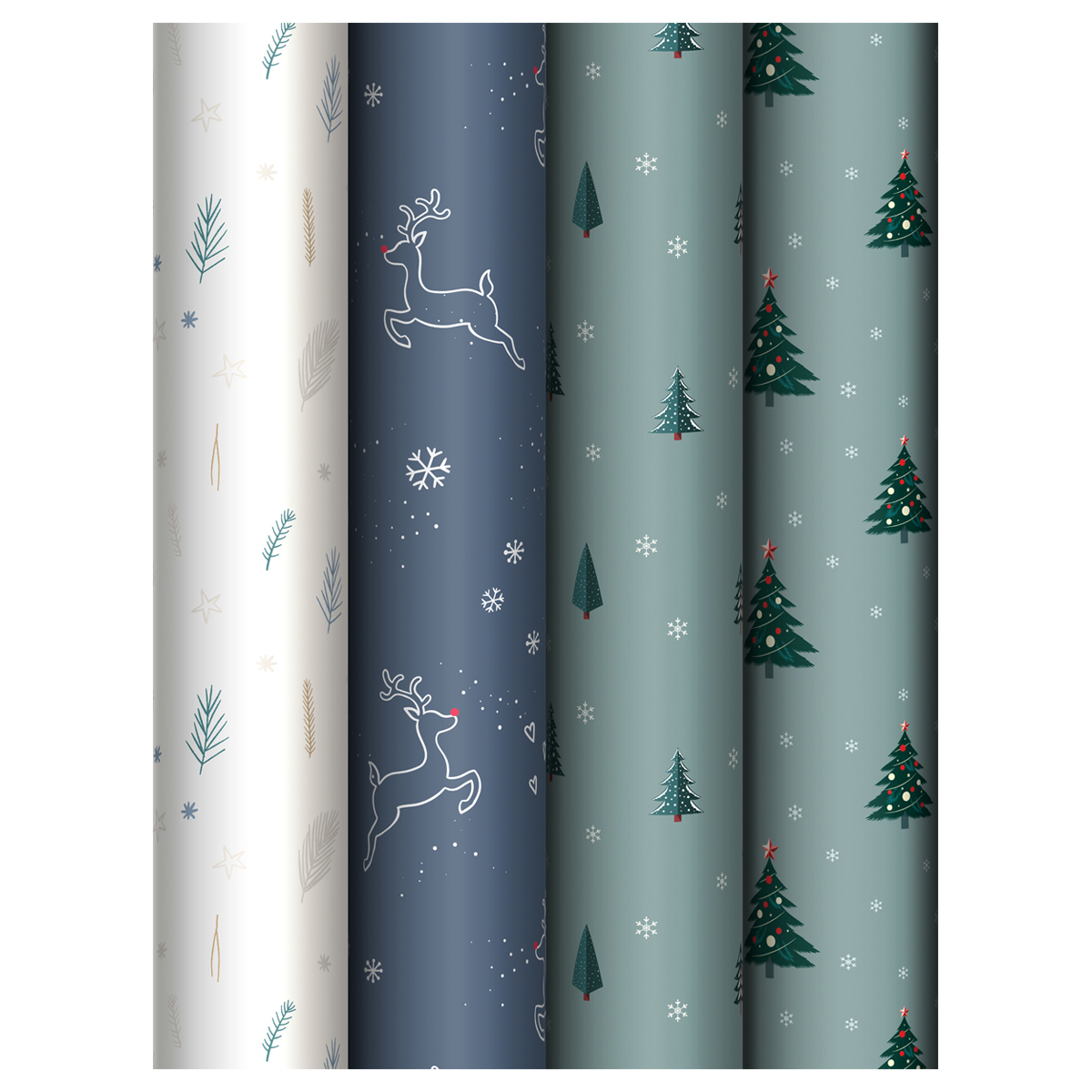 Упаковочная бумага глянц. 70*100см, MESHU "Christmas tree", 80г/м2, ассорти 4 дизайна - фото 1