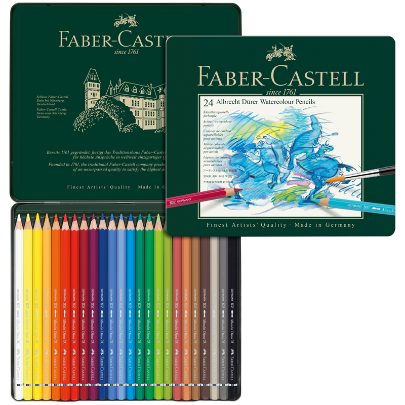 Карандаши акварельные художественные Faber-Castell "Albrecht D?rer", 24цв., метал. коробка - фото 5