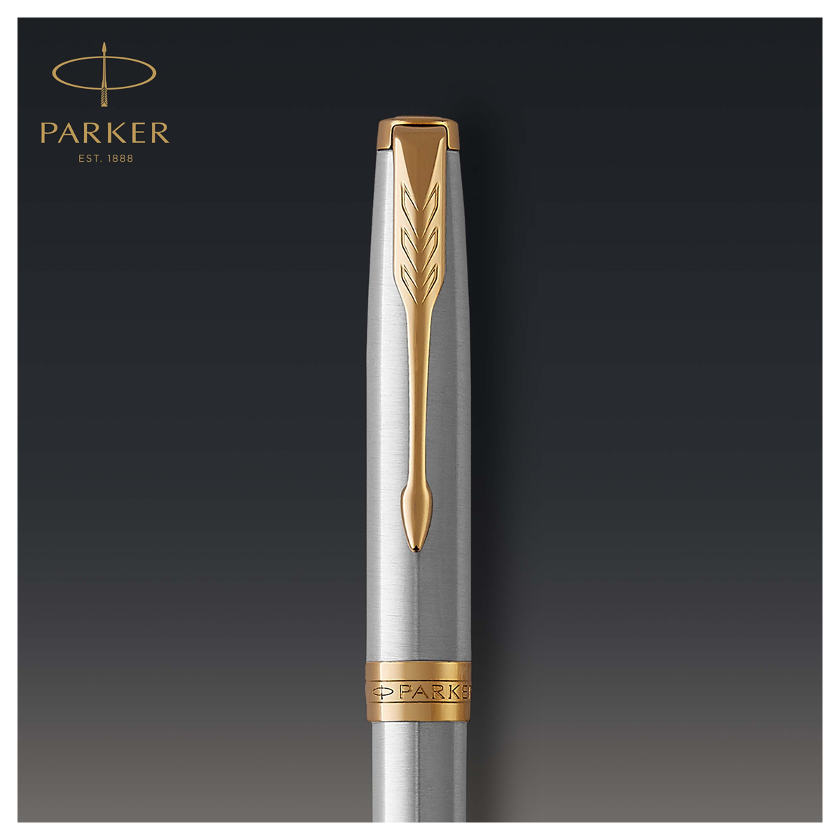 Ручка шариковая PARKER "Sonnet Core Stainless Steel GT", корпус серебро, позолота, черная, 1931507 - фото 5