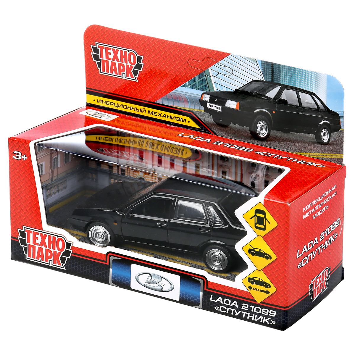 Машина игрушечная Технопарк "Lada-21099. Спутник", LADA, металл., 12см, черный, инерционная, с подвижными элементами - фото 6