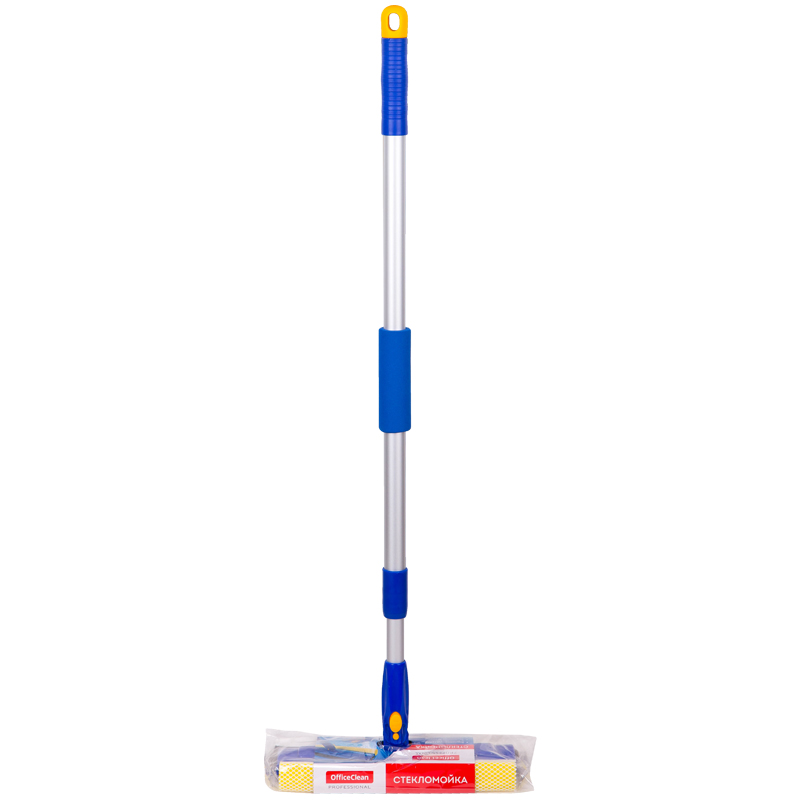Стекломойка OfficeClean Professional, вращающ., телеск. ручка, раб. часть 25см (стяжка,губка,ручка) - фото 4