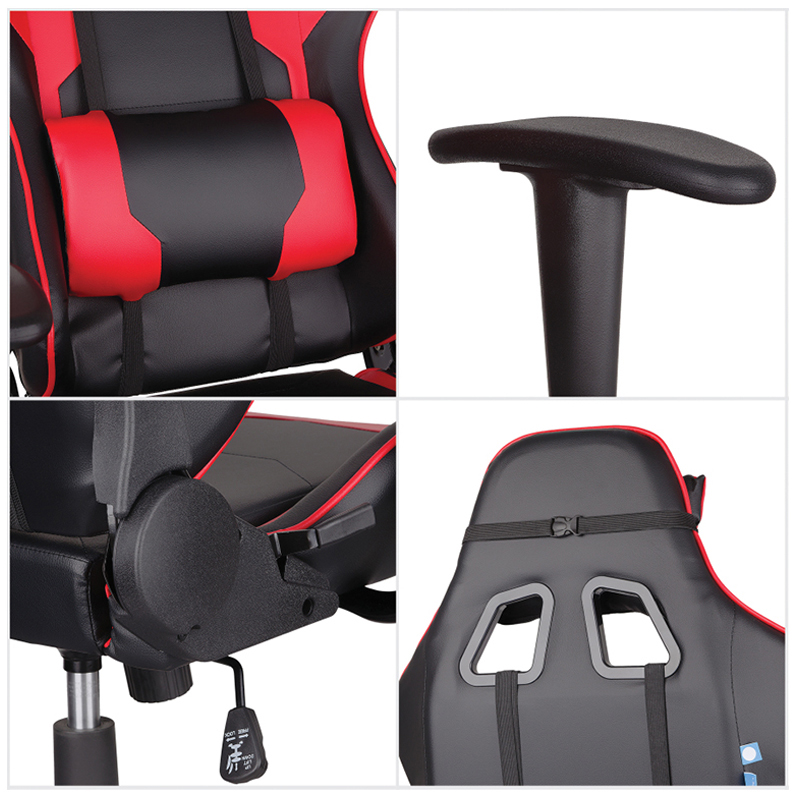 Кресло игровое Helmi HL-G01 "Victory", искусственная кожа, черная/красная, 2 подушки - фото 4
