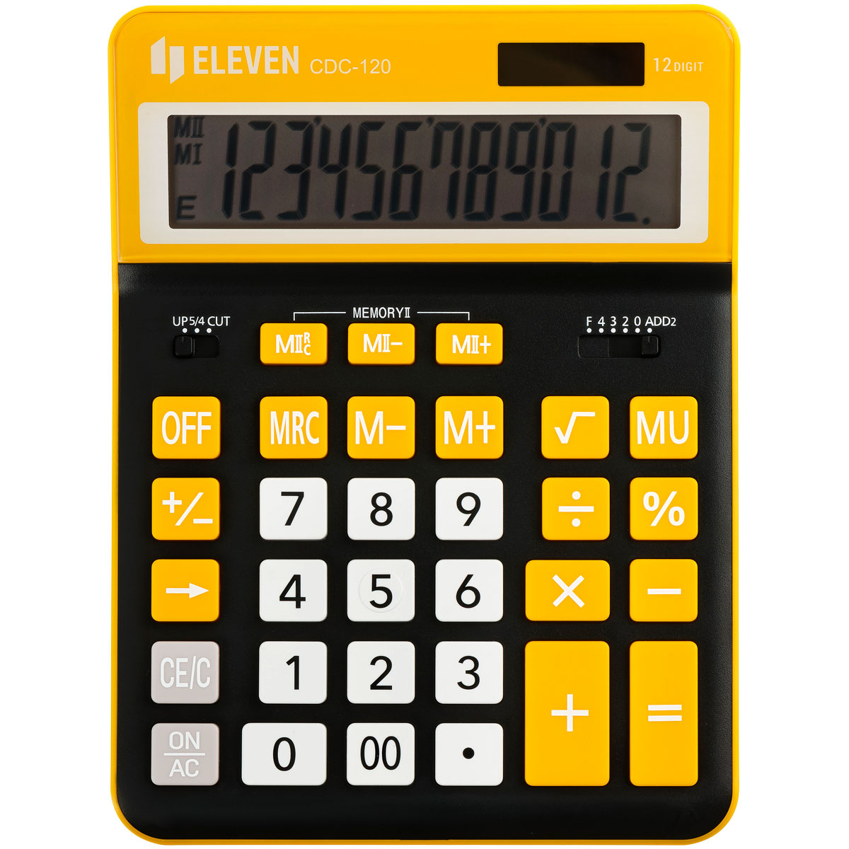 Калькулятор настольный Eleven CDC-120-BK/OR, 12 разрядов, двойное питание, 155*206*38мм, черный/оранжевый - фото 2
