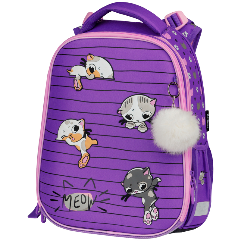 Ранец Berlingo Expert Max "Kittens lilac" 37*28*16см, 2 отделения, анатомическая спинка, дождевик в комплекте - фото 1