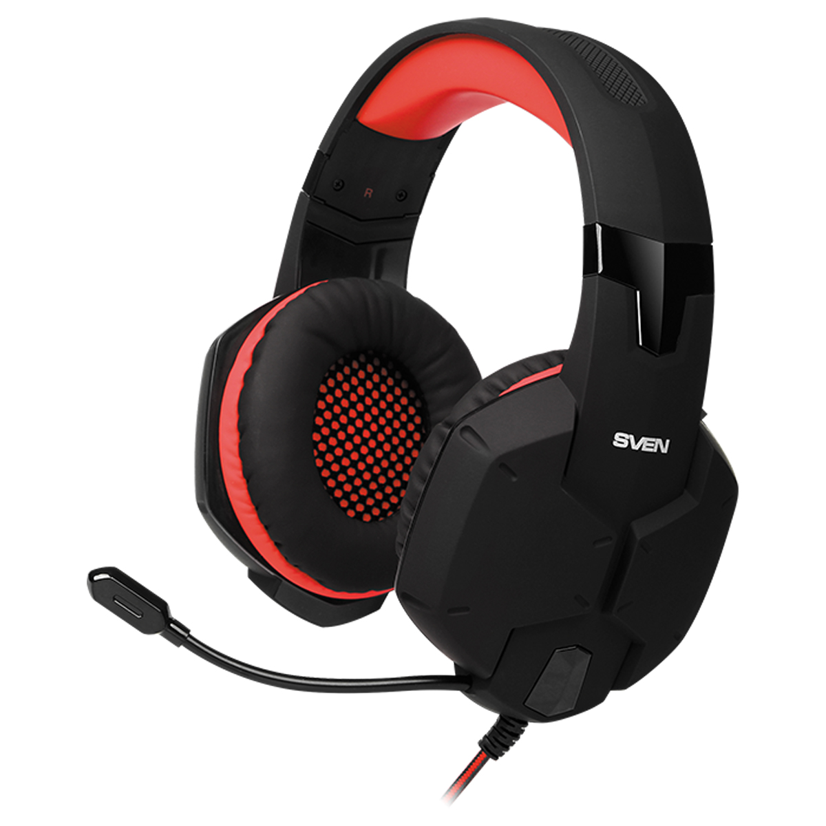 Наушники с микрофоном Sven AP-G988MV (с регулятором громкости), 2,2м, красный, черный - фото 1