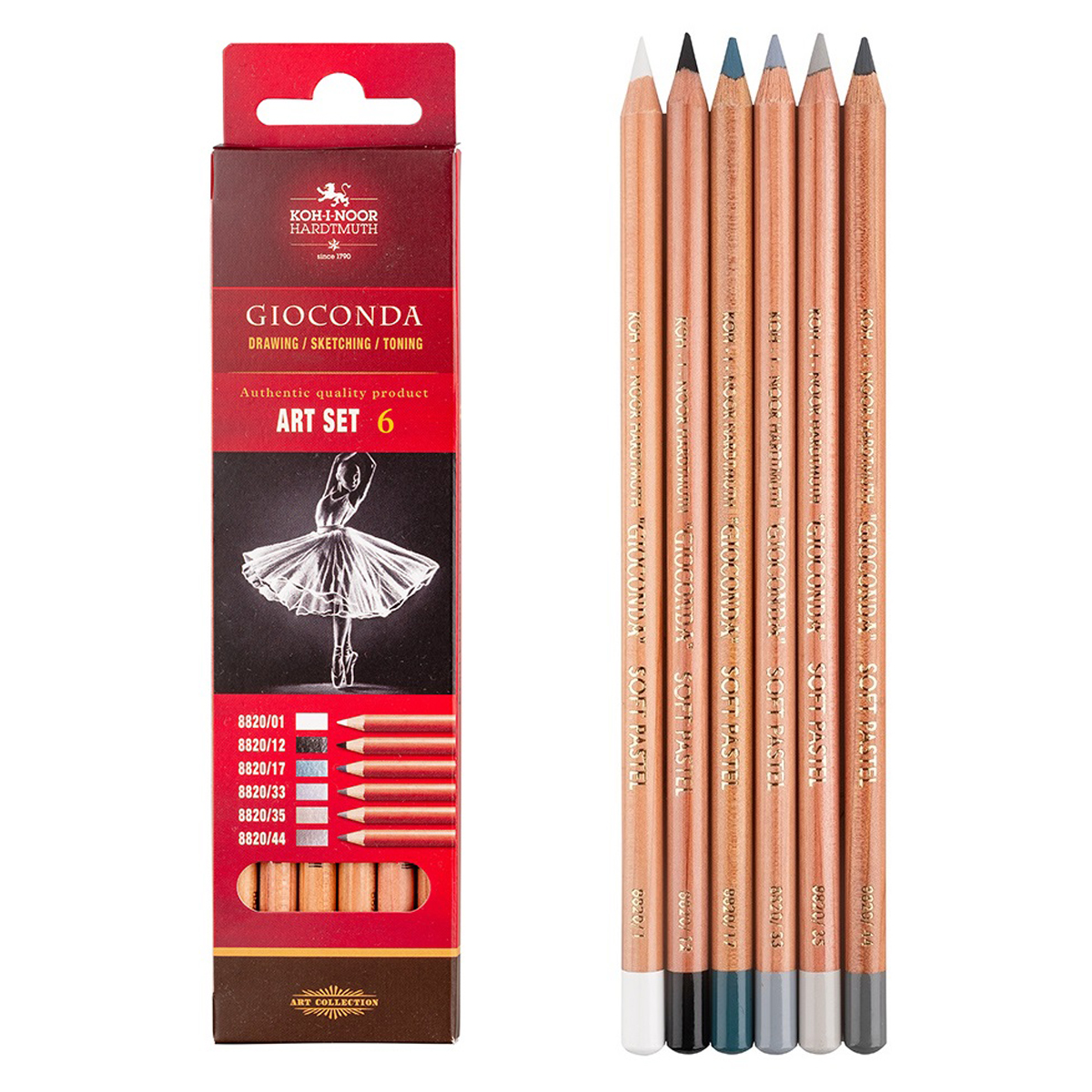 Пастельные карандаши Koh-I-Noor "Gioconda Soft 8826 Grey Line ", 6цв., картон. упак., европодвес - фото 3