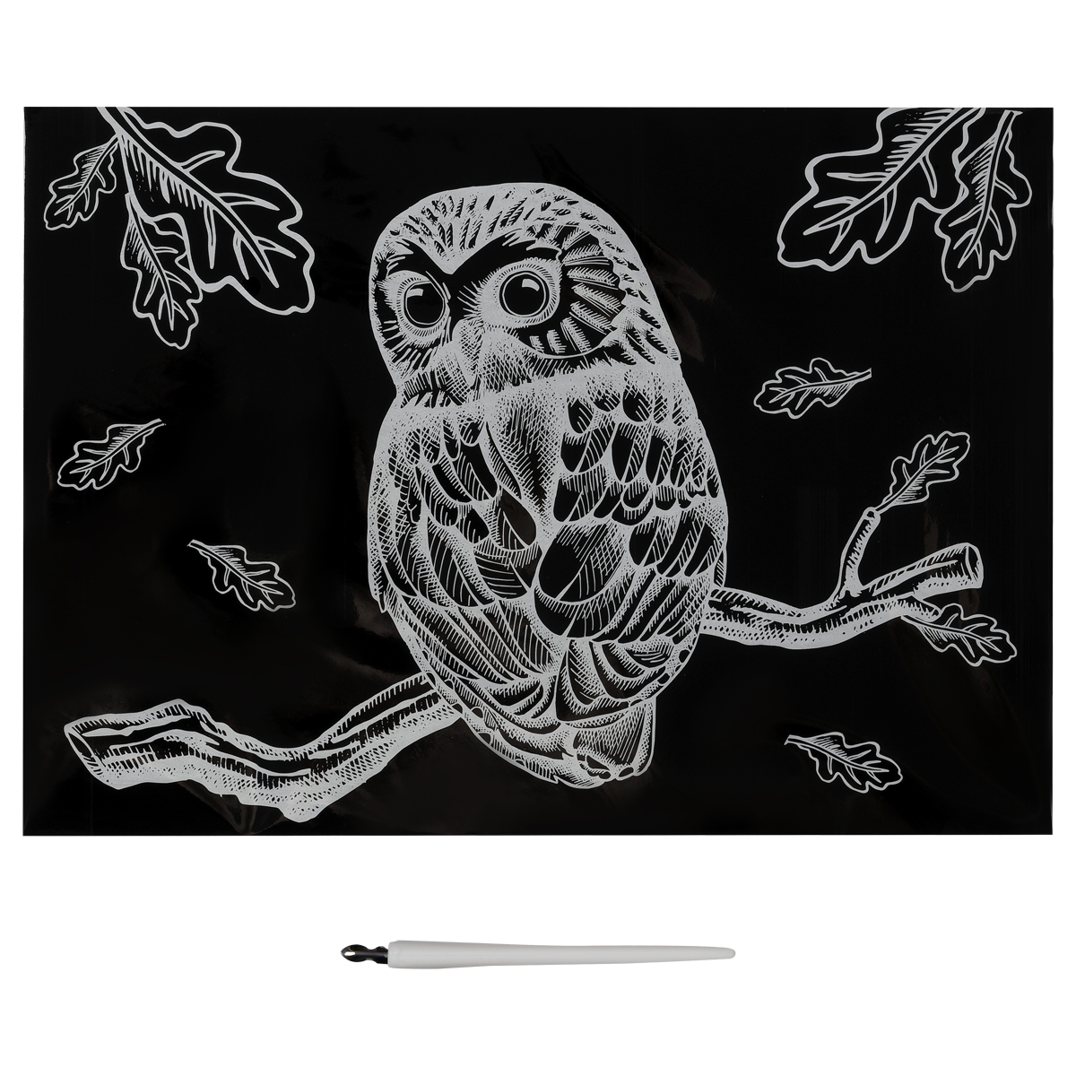 Гравюра с эффектом золота ТРИ СОВЫ "Сова", А4 - фото 2