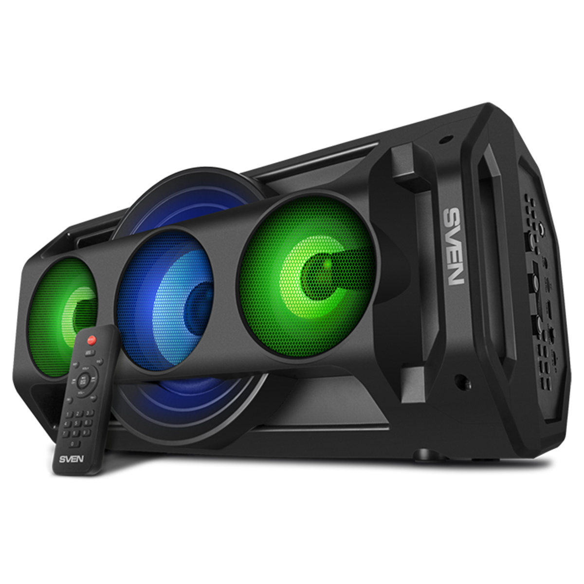 Колонка портативная Sven PS-680, 65W, Bluetooth, FM, USB, microSD, LED-дисплей, пульт, караоке, подсветка, черный - фото 1