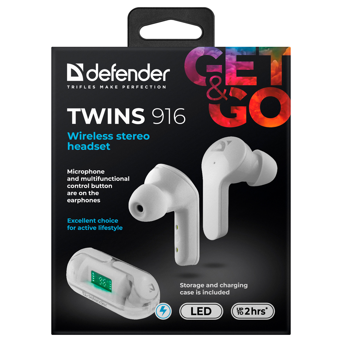 Наушники с микрофоном беспроводные Defender Twins 916, Bluetooth, разъем Type-C, белый - фото 9